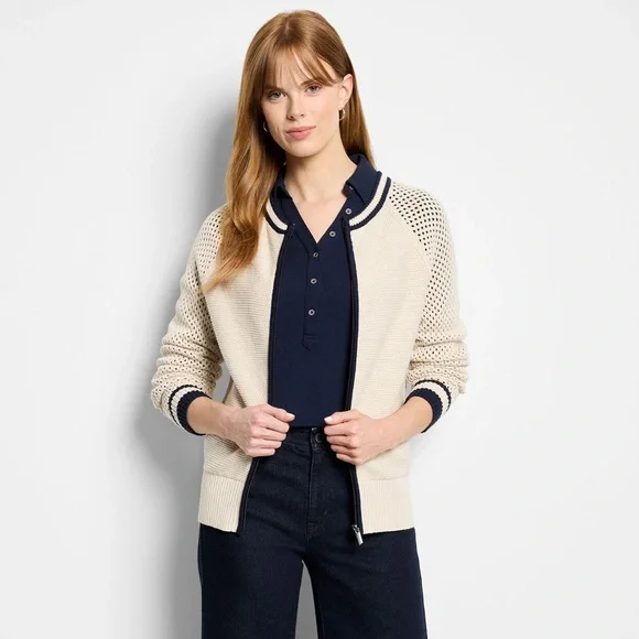 NIC + ZOE COTTON MESH ZIPPED UP CARDIGAN
(Size large) - Picture 1 of 11